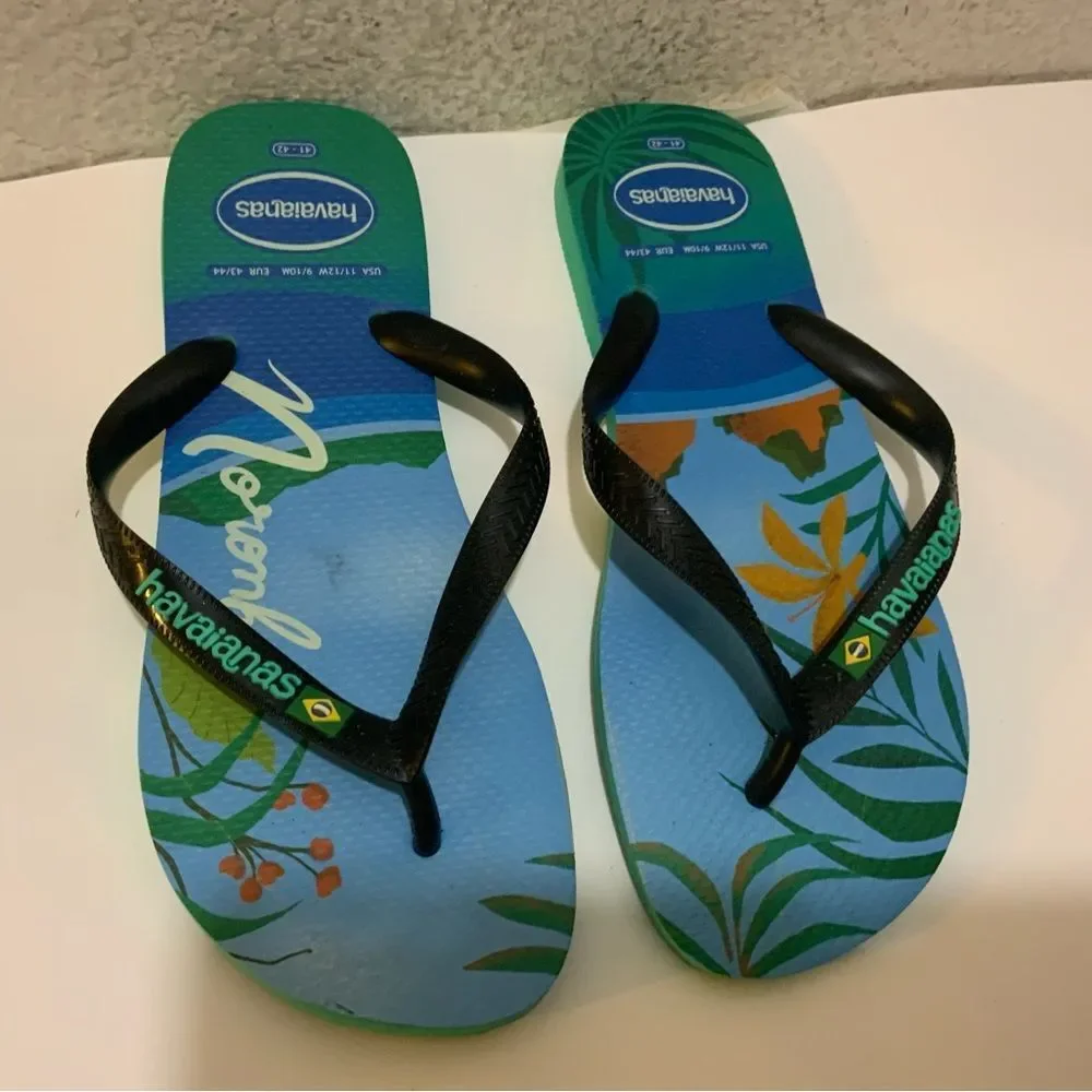 NWOT Havaianas Women's Top Postcard Print Flip Flops Sandal Size 11/12 Women's